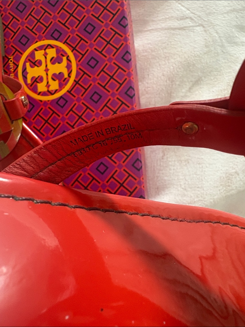 Tory Burch Red with Rainbow Miller Patent Sandals - Picture 10 of 10